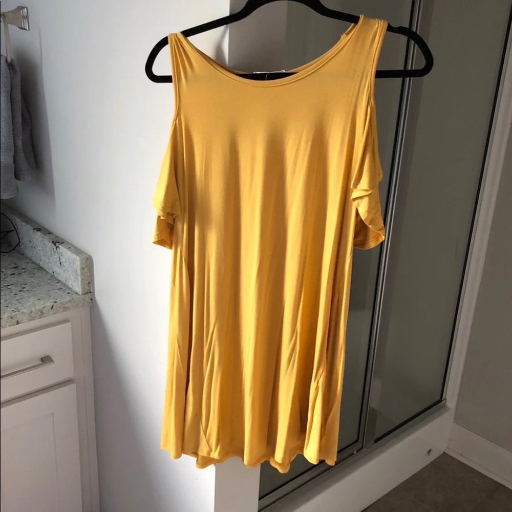 Mustard Cold Shoulder Dress!